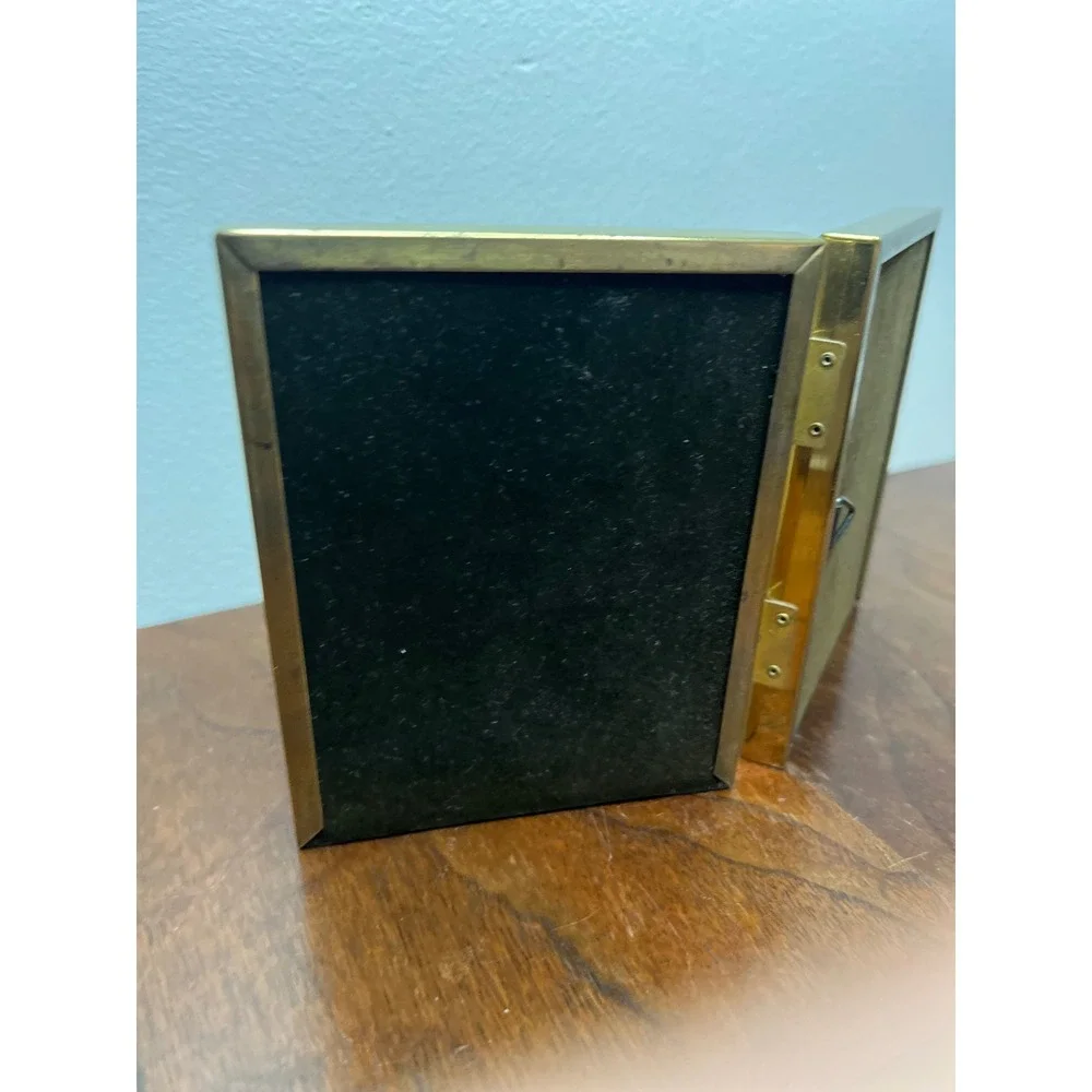 Solid Brass Photo Frame Double Hinged Folding Gold Vintage 3.5x5 Picture Frame